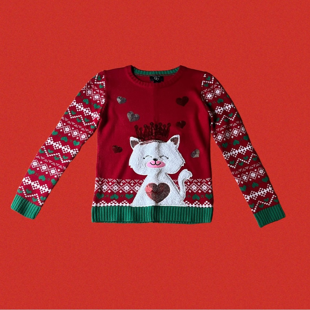 Girl’s It’s Our Time Cat Holiday Sweater